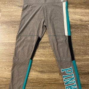 Grey and Turquoise Pink Leggings